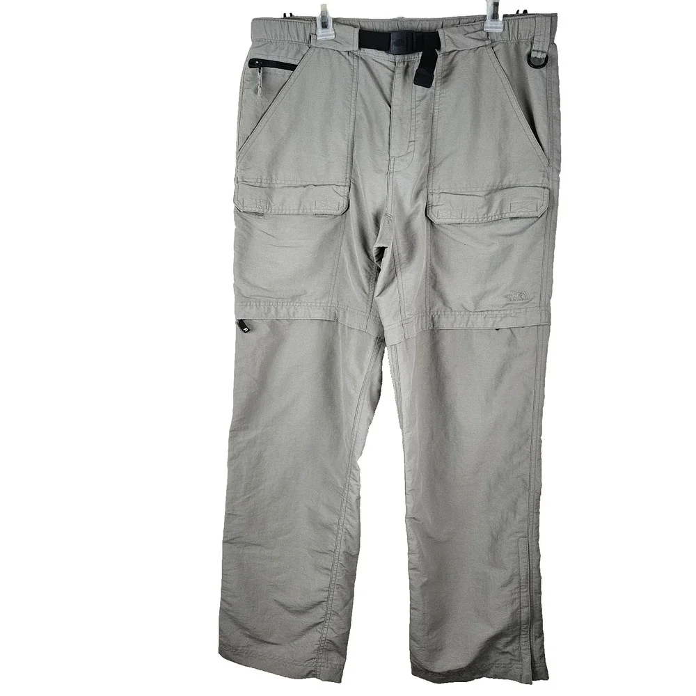 The North Face Pants Convertible Mens Large Beige Tan Cargo Outdoor Hiking Belt